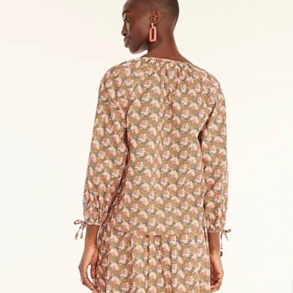 J. Crew Collection Tie-Sleeve Button-Front Top in Ratti Prism Floral - Picture 3 of 17